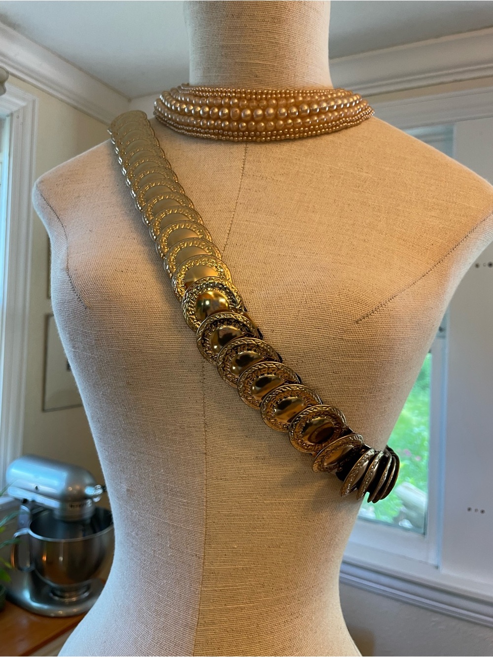 Gold Statement Stretchy Disc Belt - Women Accessories